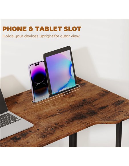 HOMCOM Folding Small Desk on Wheels - Rustic Brown