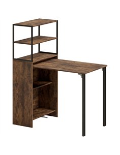 HOMCOM Folding Shelf and Work Table - Brown/Black