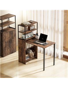 HOMCOM Folding Shelf and Work Table - Brown/Black 2