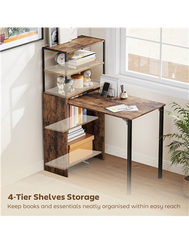 HOMCOM Folding Shelf and Work Table - Brown/Black