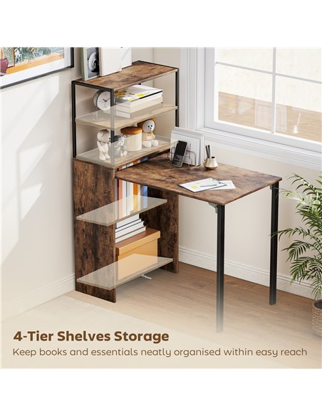 HOMCOM Folding Shelf and Work Table - Brown/Black