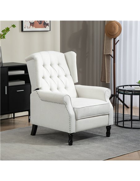 HOMCOM Recliner Armchair, Vintage Reclining Chair with Nail Head Trim, Wingback Chair with Button Tufted Back and Footrest, for 