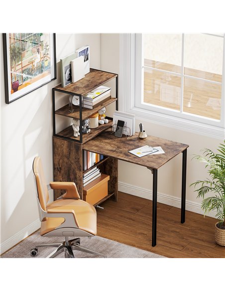 HOMCOM Folding Shelf and Work Table - Brown/Black
