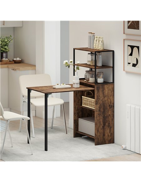 HOMCOM Folding Shelf and Work Table - Brown/Black