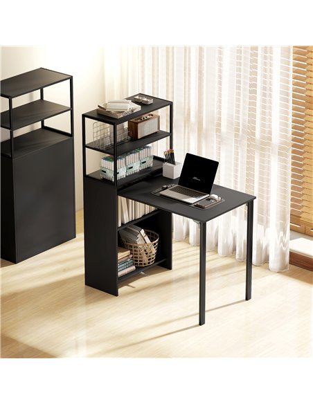 HOMCOM Folding Shelf and Work Table - Black