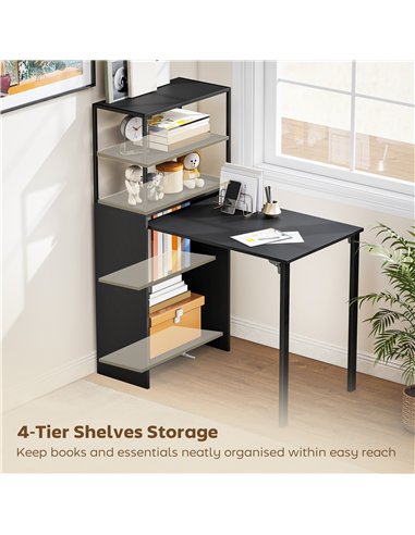 HOMCOM Folding Shelf and Work Table - Black