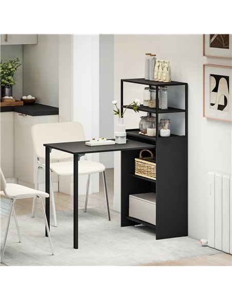 HOMCOM Folding Shelf and Work Table - Black