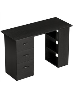 HOMCOM Computer Desk, Writing Table, PC Workstation with 3 Storage Shelves and Drawers, Handle, for Home Office, Black