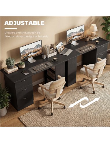 HOMCOM Computer Desk, Writing Table, PC Workstation with 3 Storage Shelves and Drawers, Handle, for Home Office, Black