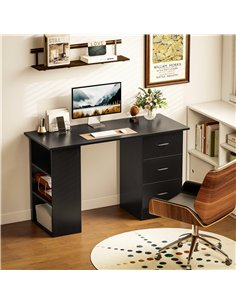 HOMCOM Computer Desk, Home Office Desk, Writing Table, PC Workstation with 3 Storage Shelves and 3 Drawers for Working, Study, 1 2