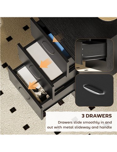 HOMCOM Computer Desk, Home Office Desk, Writing Table, PC Workstation with 3 Storage Shelves and 3 Drawers for Working, Study, 1