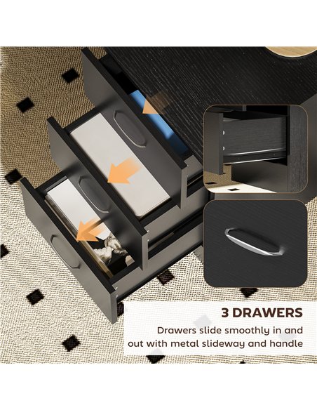 HOMCOM Computer Desk, Home Office Desk, Writing Table, PC Workstation with 3 Storage Shelves and 3 Drawers for Working, Study, 1