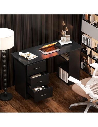 HOMCOM Computer Desk, Home Office Desk, Writing Table, PC Workstation with 3 Storage Shelves and 3 Drawers for Working, Study, 1