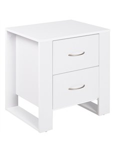 HOMCOM Bedside Table with 2 Drawers, Nightstand with Handles and Elevated Base, Side Table for Bedroom, Living Room, White