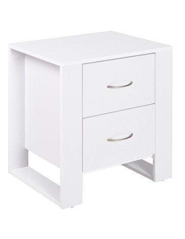 HOMCOM Bedside Table with 2 Drawers, Nightstand with Handles and Elevated Base, Side Table for Bedroom, Living Room, White