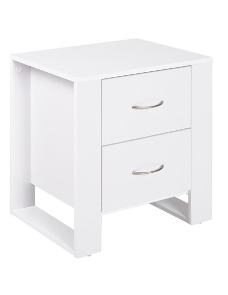 HOMCOM Bedside Table with 2 Drawers, Nightstand with Handles and Elevated Base, Side Table for Bedroom, Living Room, White