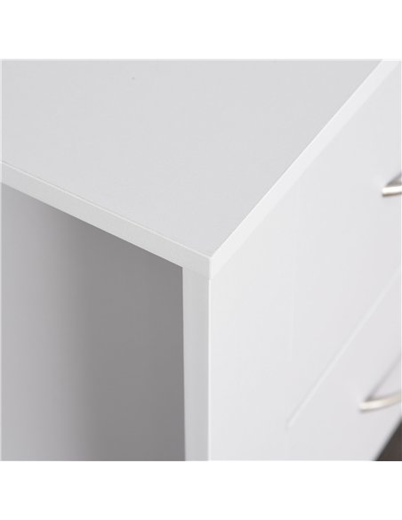 HOMCOM Bedside Table with 2 Drawers, Nightstand with Handles and Elevated Base, Side Table for Bedroom, Living Room, White