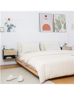 HOMCOM Floating Bedside Table Set of 2, Wall Mounted Bedside Cabinet with Drawer and Open Shelf, Modern Nightstand for Bedroom,  2