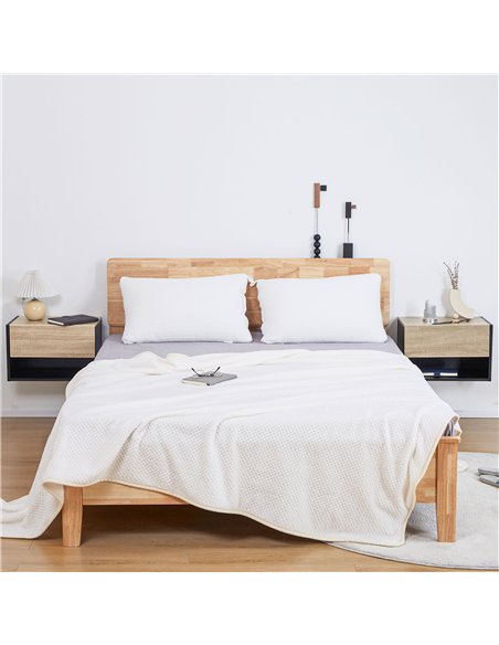 HOMCOM Floating Bedside Table Set of 2, Wall Mounted Bedside Cabinet with Drawer and Open Shelf, Modern Nightstand for Bedroom, 