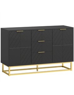 HOMCOM Sideboard with 3 Drawers and Adjustable Shelves for Living Room - Black