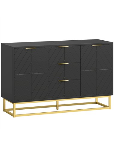 HOMCOM Sideboard with 3 Drawers and Adjustable Shelves for Living Room - Black