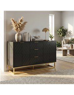 HOMCOM Sideboard with 3 Drawers and Adjustable Shelves for Living Room - Black 2