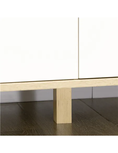 HOMCOM Bedroom Chest of Drawers, Wide 6-Drawer Dresser, Storage Drawer Unit with Wood Legs for Living Room, White and Light Brow