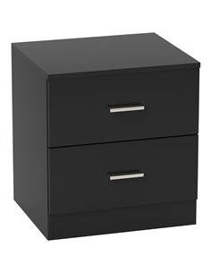 HOMCOM Modern Bedside Table, Beside Cabinet with 2 Drawers, for Bedroom, Living Room, Black