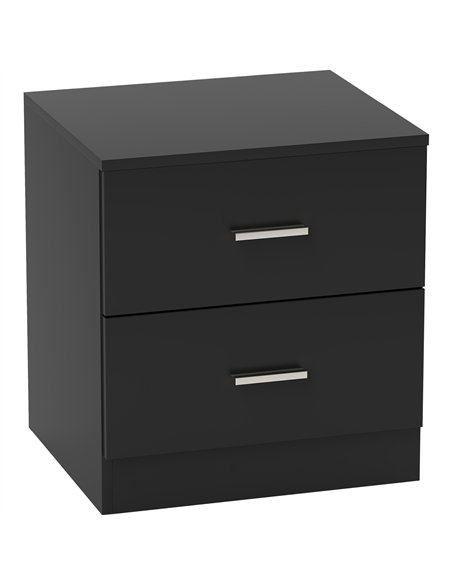 HOMCOM Modern Bedside Table, Beside Cabinet with 2 Drawers, for Bedroom, Living Room, Black