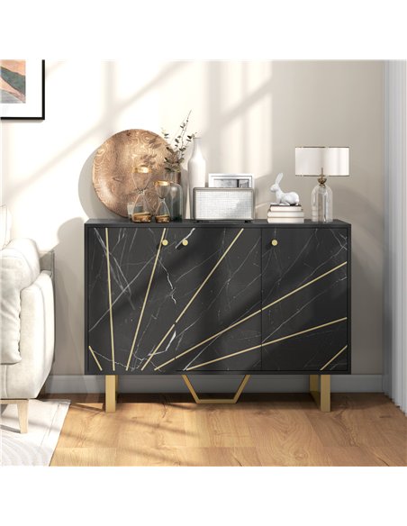 HOMCOM Sideboard Storage Cabinet, Modern Storage Cupboard with Adjustable Shelves and Metal Legs for Living Room, Kitchen, Dinin