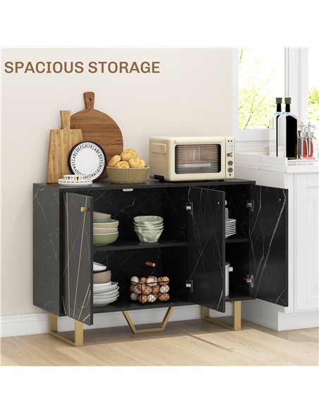 HOMCOM Sideboard Storage Cabinet, Modern Storage Cupboard with Adjustable Shelves and Metal Legs for Living Room, Kitchen, Dinin