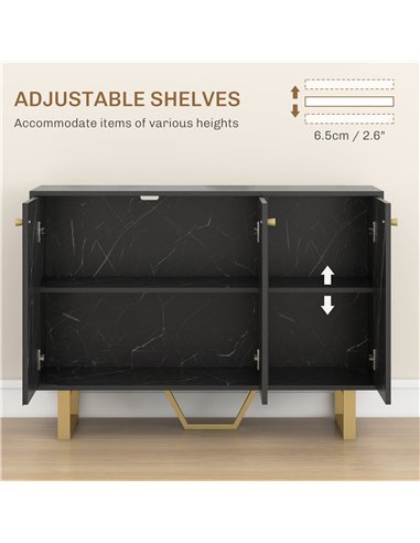 HOMCOM Sideboard Storage Cabinet, Modern Storage Cupboard with Adjustable Shelves and Metal Legs for Living Room, Kitchen, Dinin