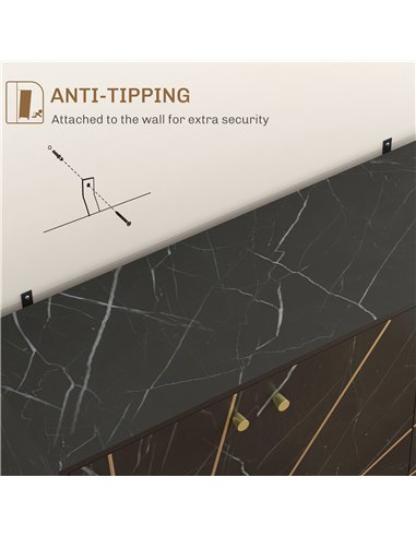 HOMCOM Sideboard Storage Cabinet, Modern Storage Cupboard with Adjustable Shelves and Metal Legs for Living Room, Kitchen, Dinin