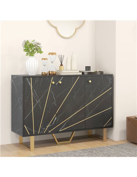 HOMCOM Sideboard Storage Cabinet, Modern Storage Cupboard with Adjustable Shelves and Metal Legs for Living Room, Kitchen, Dinin