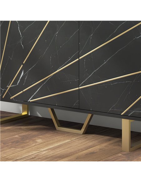 HOMCOM Sideboard Storage Cabinet, Modern Storage Cupboard with Adjustable Shelves and Metal Legs for Living Room, Kitchen, Dinin