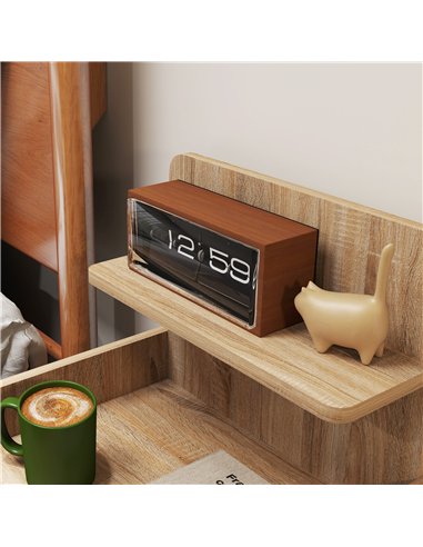 HOMCOM Multi-Storage Bedside Table - White/Wood-Effect