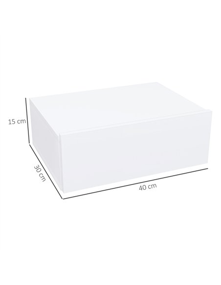 HOMCOM Floating Bedside Table, Wall-Mounted Nightstand with Storage Drawer, Small Side End Table for Bedroom, White