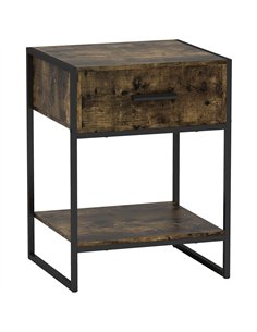 HOMCOM Modern Bedside Table - Rustic Brown