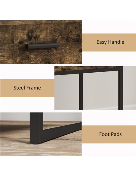 HOMCOM Modern Bedside Table - Rustic Brown