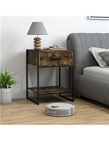 HOMCOM Modern Bedside Table - Rustic Brown