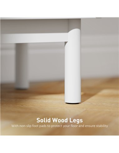 HOMCOM Rattan Bedside Table for Bedroom - White