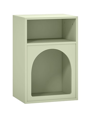 HOMCOM Bedside Table with 2 Open Compartments - Light Green