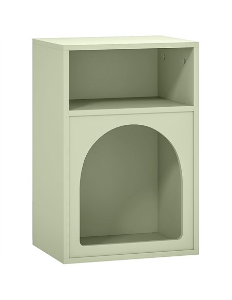 HOMCOM Bedside Table with 2 Open Compartments - Light Green