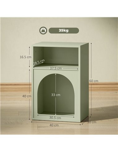 HOMCOM Bedside Table with 2 Open Compartments - Light Green