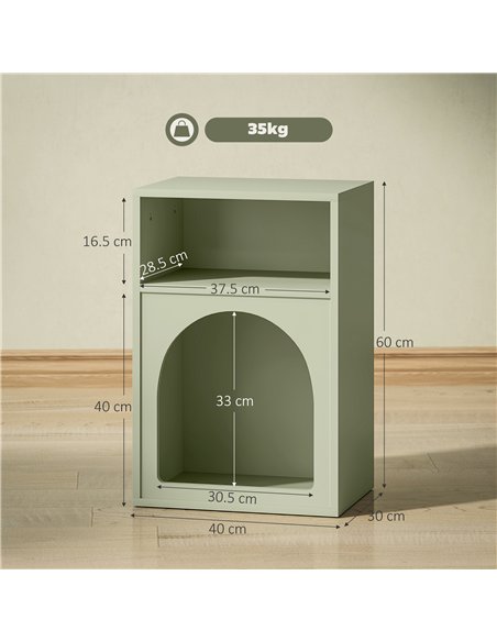 HOMCOM Bedside Table with 2 Open Compartments - Light Green