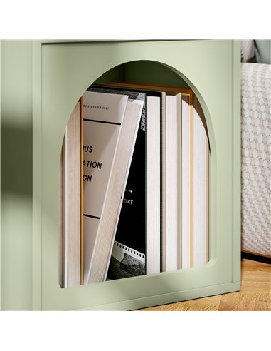 HOMCOM Bedside Table with 2 Open Compartments - Light Green