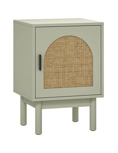 HOMCOM Rattan Bedside Table for Bedroom - Light Green