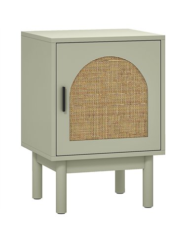 HOMCOM Rattan Bedside Table for Bedroom - Light Green