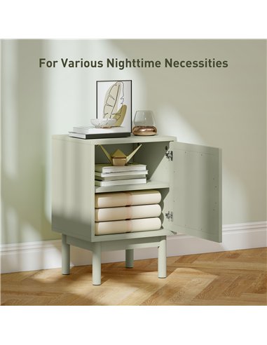 HOMCOM Rattan Bedside Table for Bedroom - Light Green