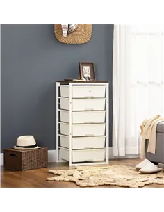 HOMCOM Bedroom Chest of Drawers, 6-Drawer Dresser, Tall Storage Drawer Unit with Steel Frame for Living Room, White 2
